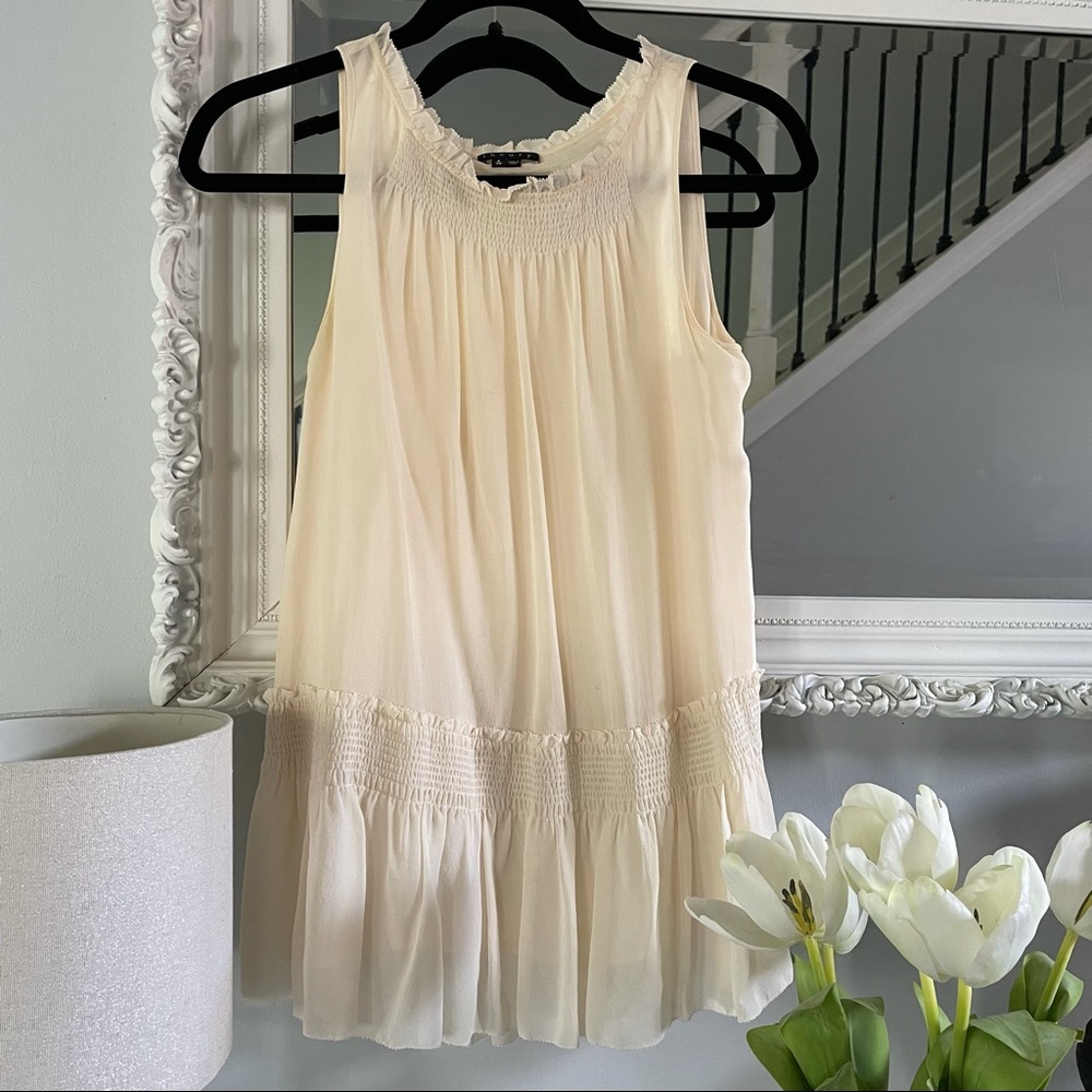 THEORY Silk Ruffle Romantic Top